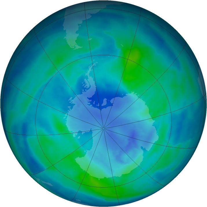 Antarctic ozone map for 28 March 2009